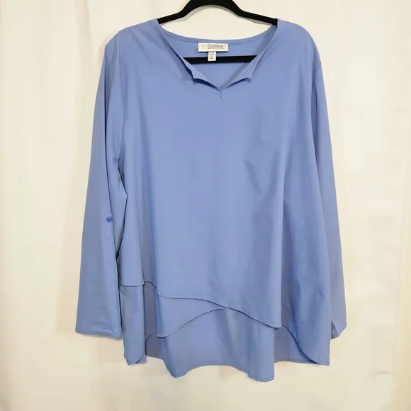 Coolibar Sky Blue Asymmetrical Tunic Top UPF50 Spring Summer Resort Vacation - Picture 2 of 15